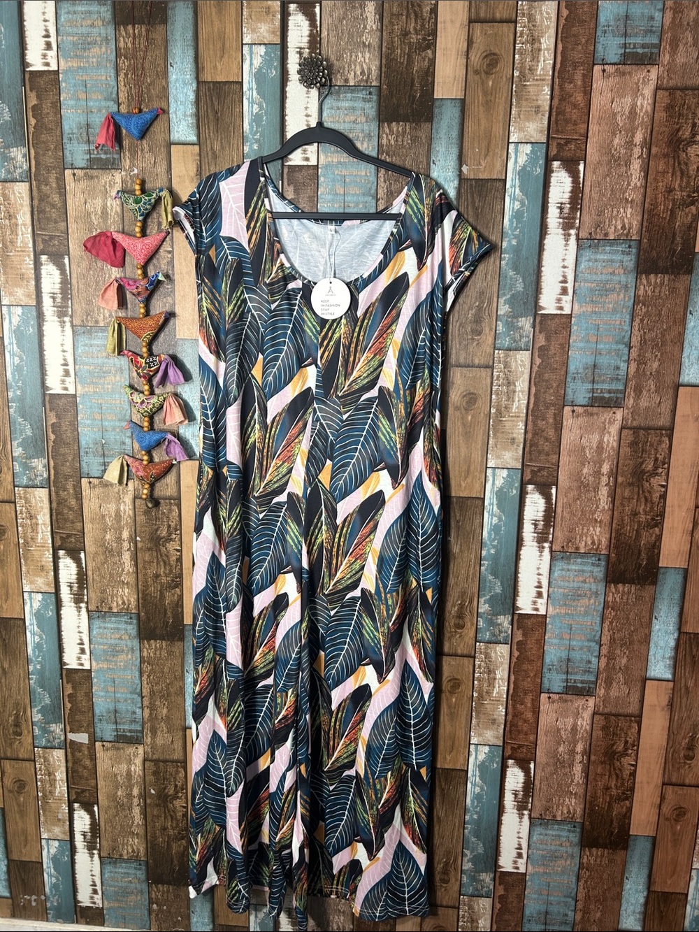 Tropical Leaf print jumper with pockets
